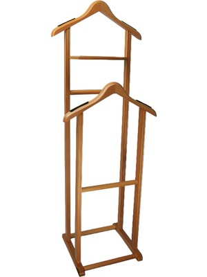 Nyn Ahşap Dilsiz Uşak Naturel Renk Çift Tepeli Ayaklı Askı 5 Adet