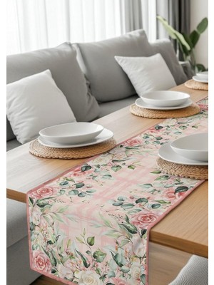 HM Polisaj Gül ve Okaliptus Bahçesi Dijital Baskılı Runner Kumaş 40*140CM