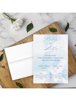 Seyhan Davetiye Beyaz Zarflı Davetiye Düğün - Nişan - Kına - Nikah (500ADET)