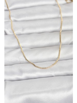 Prativas 14K Gold Renk İnce Kare Zincirli Model 60cm Kadın Kolye - PRT3500EB10282
