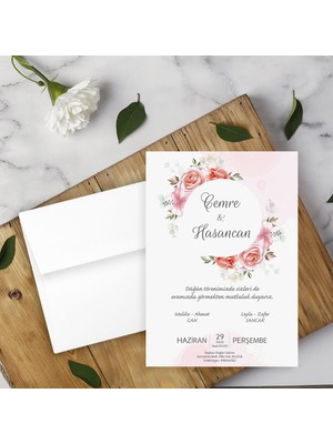 Seyhan Davetiye Beyaz Zarflı Davetiye Düğün - Nişan - Kına - Nikah (500ADET)