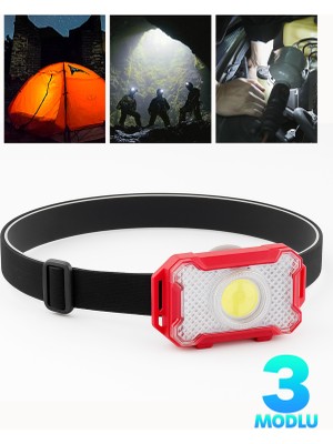 Alastor 3 Modlu Pilli Kafa Lambası Kampçı Tamirci Balıkçı Outdoor Kafa Feneri Işığı Dörtgen K4108