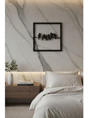 Safir Design Dalda Yedi Kuş Figürlü Kare Duvar Dekoru - Salon Aksesuarı
