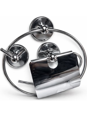 Genel 3’lü Krom Banyo Aksesuar Seti – Duvara Monte Havluluk Askılık Tuvalet Kağıtlığı – Paslanmaz Çelik – Modern Banyo Seti