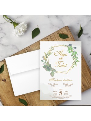 Seyhan Davetiye Beyaz Zarflı Davetiye Düğün - Nişan - Kına - Nikah (500ADET)