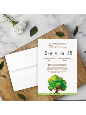 Seyhan Davetiye Beyaz Zarflı Davetiye Düğün - Nişan - Kına - Nikah (500ADET)