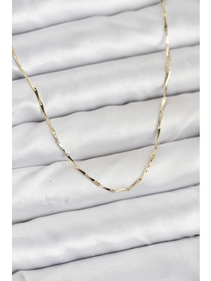 Prativas 14K Gold Renk İnce Kesim Çubuk Model Zincir Kadın Kolye - PRT3500EB10245cm