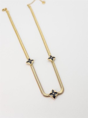 The Originals Kadın Çelik Italyan Kolye Üçlü Yonca Figürlü Gold Renk