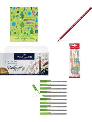 Faber-Castell 5 Renkli Kalemi Poli Kromos Mine 3,8 mm Yağlı ... +4 Parça Fırsat Seti