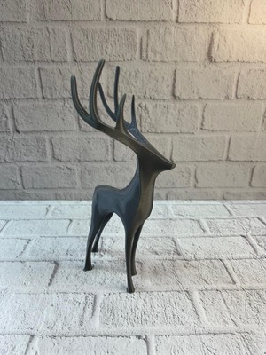 Renklime Geyik Figürü Gri Modern Salon ve Raf Dekoru