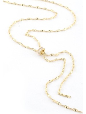 The Originals Ithal Vip Zirkon Taşlı Zincir Y Dekolte Kolye Gold Renk