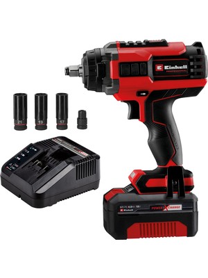 Einhell Professional Akülü Darbeli Somun Sıkma IMPAXXO 18/450 (1x4,0Ah) 4510074 | PXC | 18 V | 450 Nm | Kömürsüz | harici kare sürücü | bit adaptörü | 4 Ah akü ve şarj cihazı | lokma anahtar Set