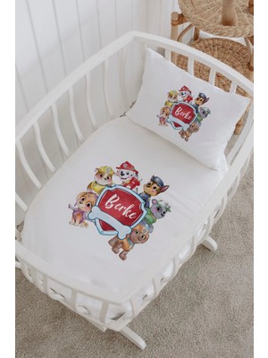 Lilabio Isme Özel %100 Pamuk Lastikli Park Yatak Çarşaf Seti (60X120) Paw Takım