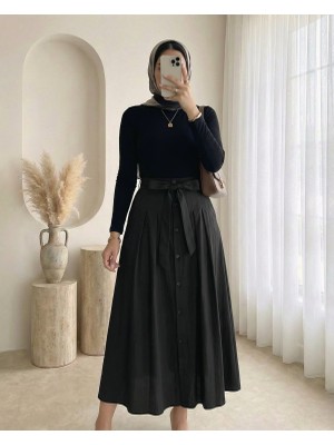 Bergibo Önü Düğmeli Bağcıklı Paraşüt Etek