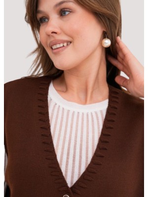 Stilmony Kadın Anne Büyük Beden Triko Düz Model Yelek