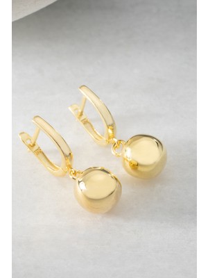 Two Arts Kadın 925 Ayar Gümüş Top Küpe | 14K Altın Kaplama | Hediye Kutusunda