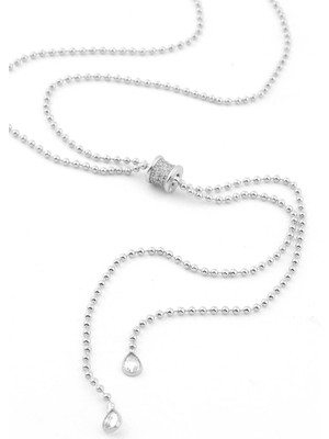 The Originals Ithal Vip Zirkon Taşlı Zincir Y Dekolte Kolye Gümüş Renk