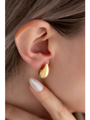 Two Arts Kadın 925 Ayar Gümüş Damla Bottega Tarz Göz Yaşı Küpe | 14K Altın Kaplama | Hediye Kutusunda