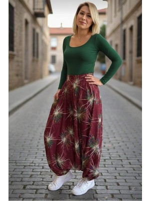 Minusa Design Otantik Viskon Şalvar- Viskon Kumaş Belmando Rahat Kalıp Bohem Otantik Tarzı Cepli Kadın Şalvar