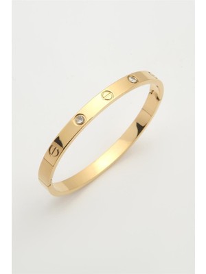 The Originals Kadın Çelik Kelepçe Bileklik Taşlı Gold Renk