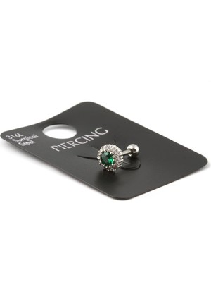 The Originals 316L Cerrahi Çelik Tragus Piercing Yeşil Zirkon Taşlı