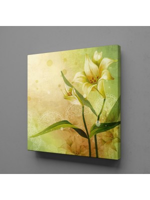 Technopa YEŞİL YAPRAKLI ÇİÇEK KANVAS TABLO - 150x150cm
