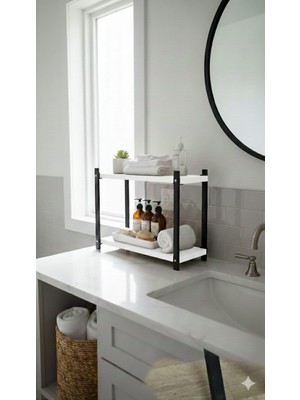 Bambeds Mobilya Metal Mutfak Tezgah Üstü Organizer 2 Yüksek Raflı Banyo Mutfak Düzenleyici