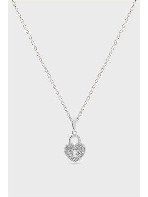 The Originals Zirkon Kilit Kalp Model Kolye 45 cm