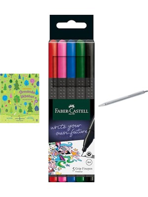 Faber-Castell Grip Finepen Ince Keçe Uçlu Kalem Seti, 5’li, ... +2 Parça Fırsat Seti