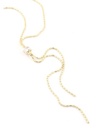 The Originals Ithal Vip Zirkon Taşlı Zincir Y Dekolte Kolye Gold Renk