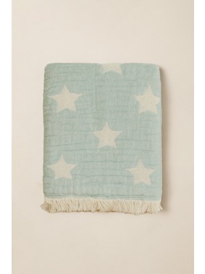 Barine Yıldız Jakarlı Pofuduk Bebek Battaniyesi Mint