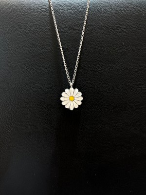 Luna Gümüş Küçük  Beyaz Papatya  Kadın Gümüş Kolye