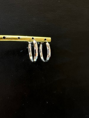 Luna Gümüş Ithal 2,5 mm Kalınlık 1,5 cm Çap Kalemli Parlak Kadın Gümüş Halka Küpe