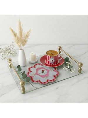 AGBTREND 2 Adet Kırmızı Pip Studio Uyumlu Nakışlı Kuş Detaylı Sunum ve Kokteyl Peçetesi 15X15CM