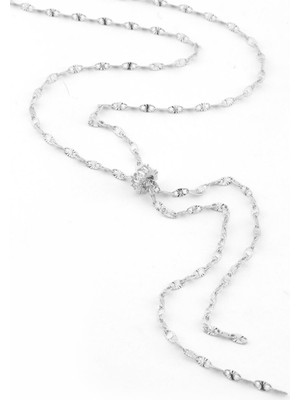 The Originals Ithal Vip Zirkon Taşlı Zincir Y Dekolte Kolye Gümüş Renk