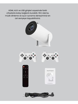 Renklime Taşınabilir Projeksiyon Cihazı 4K Destekli Wi-Fi Kablosuz Ekran Yansıtma
