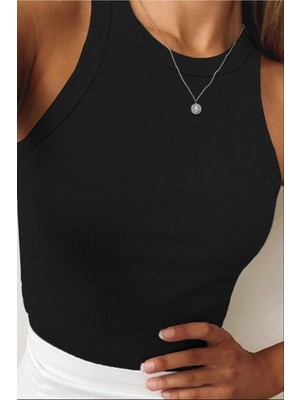 Tarz Cool Kadın Fitilli Görünümlü Kalın Askılı Basic Atlet