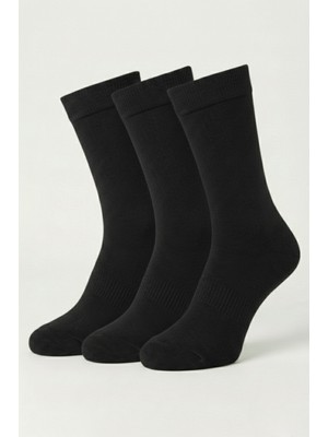 Allunique Premium Tencel Yumuşak Dokulu Dikişsiz Siyah Soket Çorap 3'lü Paket