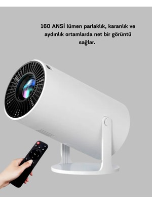 Renklime Full Hd 4K Uyumlu Projeksiyon Cihazı 130 Inç Geniş Ekran Destekli