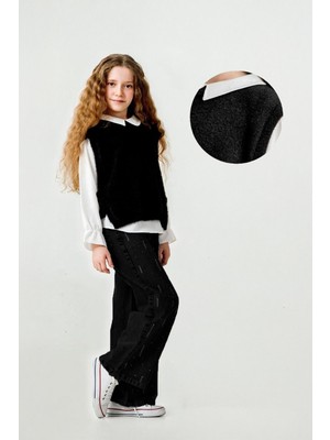Miniko Kids Kız Çocuk Peluş Süveter Modelli 3lü Pantolonlu Takım