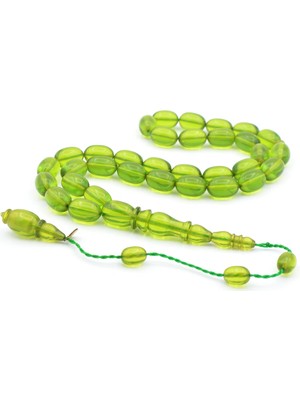 Murty99 Mehmet Arıcı Imzalı Beyzi Kesim Yeşil Sıkma Kehribar Tesbih