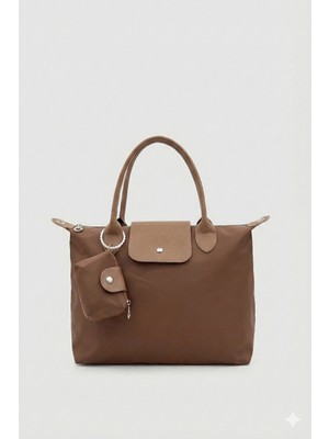 Wuclo Urbel Kapak Detaylı Cüzdanlı Çapraz Askılı El, Kol ve Omuz Çantası Vizon