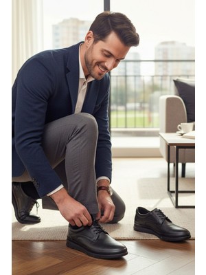 Enoch Noch Hakiki Deri Klasik Bağcıklı ve Esnek Comfort Tabanlı Erkek Ayakkabı