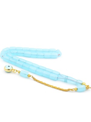 Murty99 Altın Kaplama Kamçılı Kesme Model Turkuaz Sıkma Kehribar Tesbih