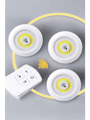 Renklime LED Lamba 3'lü Uzaktan Kumandalı Yapışkanlı Beyaz Işık