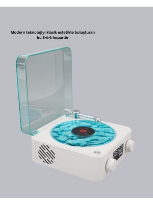 Renklime Gece Lambası Stereo Bluetooth Hoparlör Dijital Saatli Vintage Tasarım Çok Fonksiyonlu