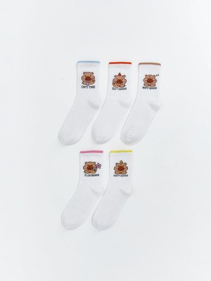 Lc Waikiki Yeni Sezon Desenli Kız Çocuk Soket Çorap 5'li