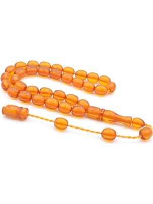 Murty99 Şükrü Baba Yapımı Bilek Boy Turuncu Sıkma Kehribar Tesbih