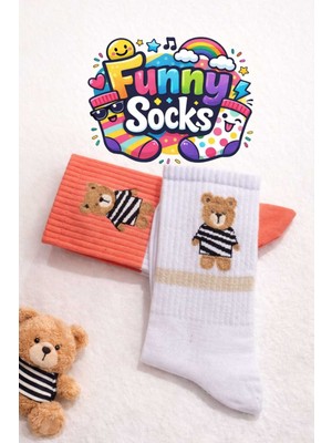 2'li Teddy Desenli Çorap