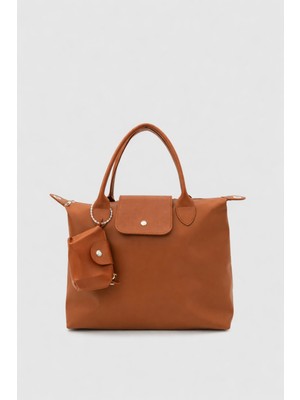 Wuclo Urbel Kapak Detaylı Cüzdanlı Çapraz Askılı El, Kol ve Omuz Çantası Taba